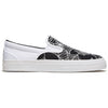 Vans classic slip on shoes in black and white are reminiscent of Converse's iconic CONVERSE CONS ONE STAR CC SLIP WHITE / BLACK / WHITE design.