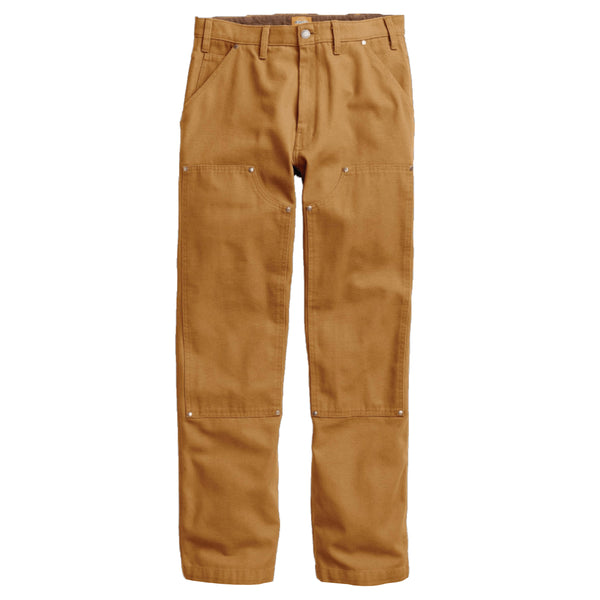 A pair of DICKIES DOUBLE FRONT DUCK PANT STONEWASHED BROWN on a white background.