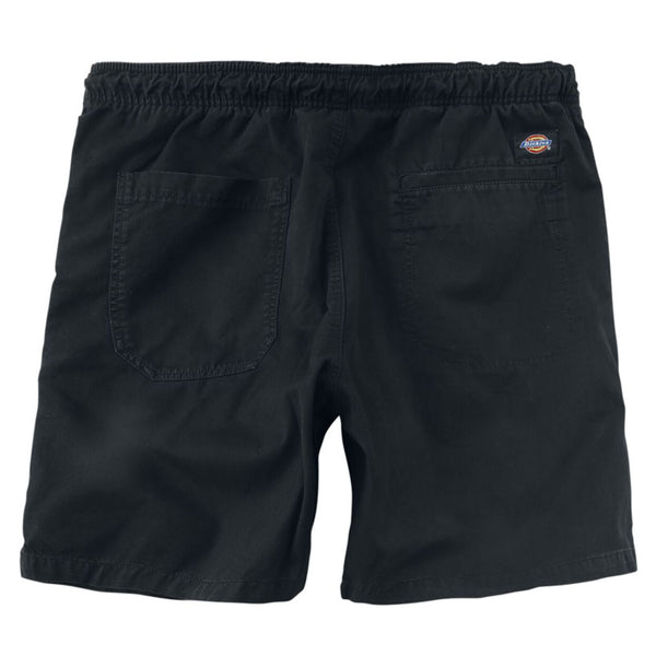 The DICKIES PELICAN RAPIDS SHORT BLACK features an elasticated waist, two back pockets, and a subtle Dickies logo on the right pocket—ideal for a relaxed fit all summer.