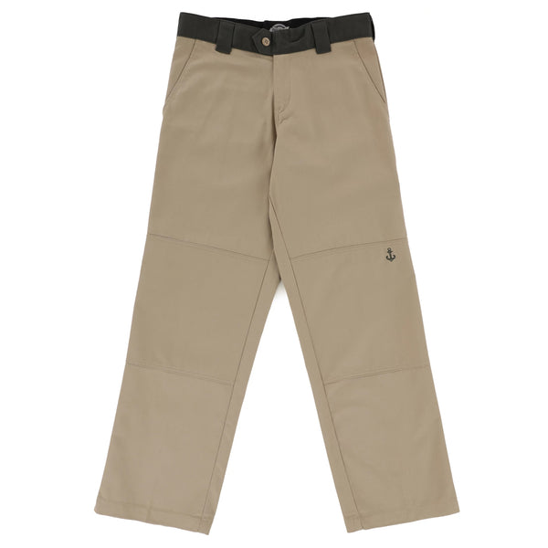 A DICKIES RONNIE SANDOVAL DOUBLE KNEE PANT DESERT SAND / OLIVE with a black belt.