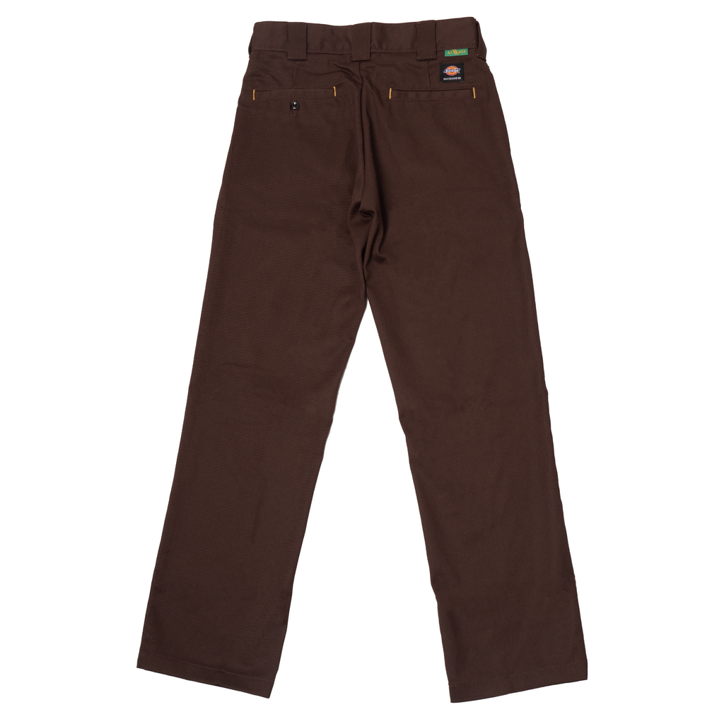 A pair of DICKIES VINCENT ALVAREZ TWILL PANT CHOCOLATE BROWN on a white background.