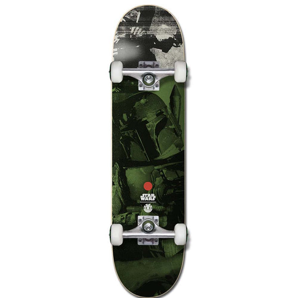 The ELEMENT STARWARS BOBA COMPLETE is a full skateboard setup by ELEMENT featuring a Boba Fett-themed design—ideal for Star Wars fans and skateboard enthusiasts alike.