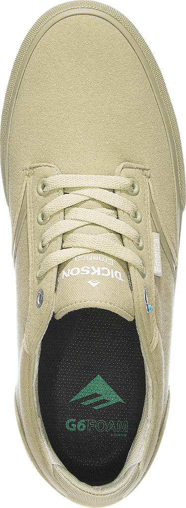 An EMERICA DICKSON TAN shoe with a green logo on the side.
