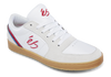 An ES EOS JKWON WHITE / GUM sneaker with red, blue and white stripes.