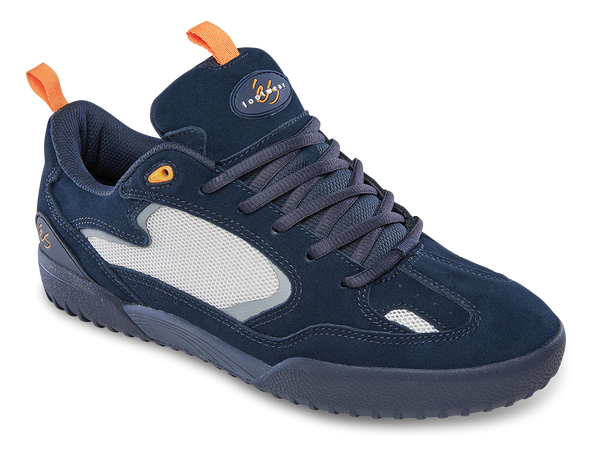 The men's navy and orange ES Quattro sneaker should be replaced with the product name "ES QUATTRO NAVY / GREY" and the brand name "ES".