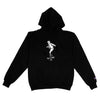 A CLOSER WOLF BOY HOODIE BLACK with a picture of a man on a skateboard.
