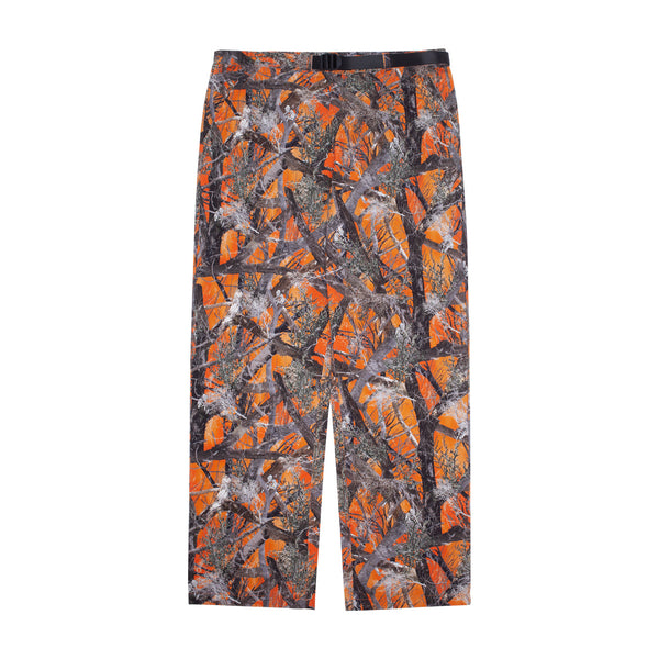 orange and camo designed adjustable pants on a white background