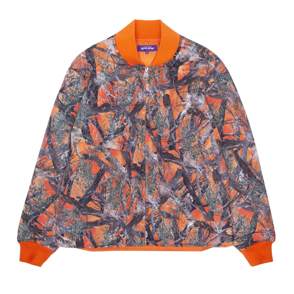 a orange and camo designed jacket