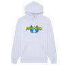 A FUCKING AWESOME HIGH GROUND HOODIE HEATHER GREY with a yellow and blue logo.