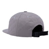 A FUCKING AWESOME QUILTED SPIRAL 6 PANEL STRAPBACK GREY hat with a black strap on it.