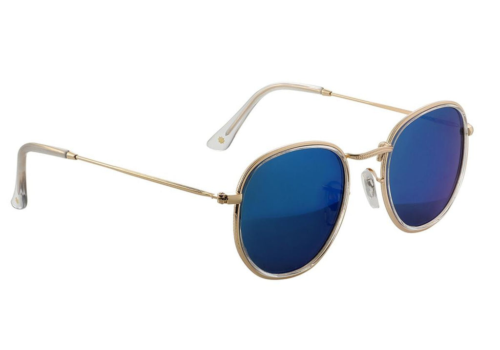 A pair of GLASSY sunglasses on a white background.