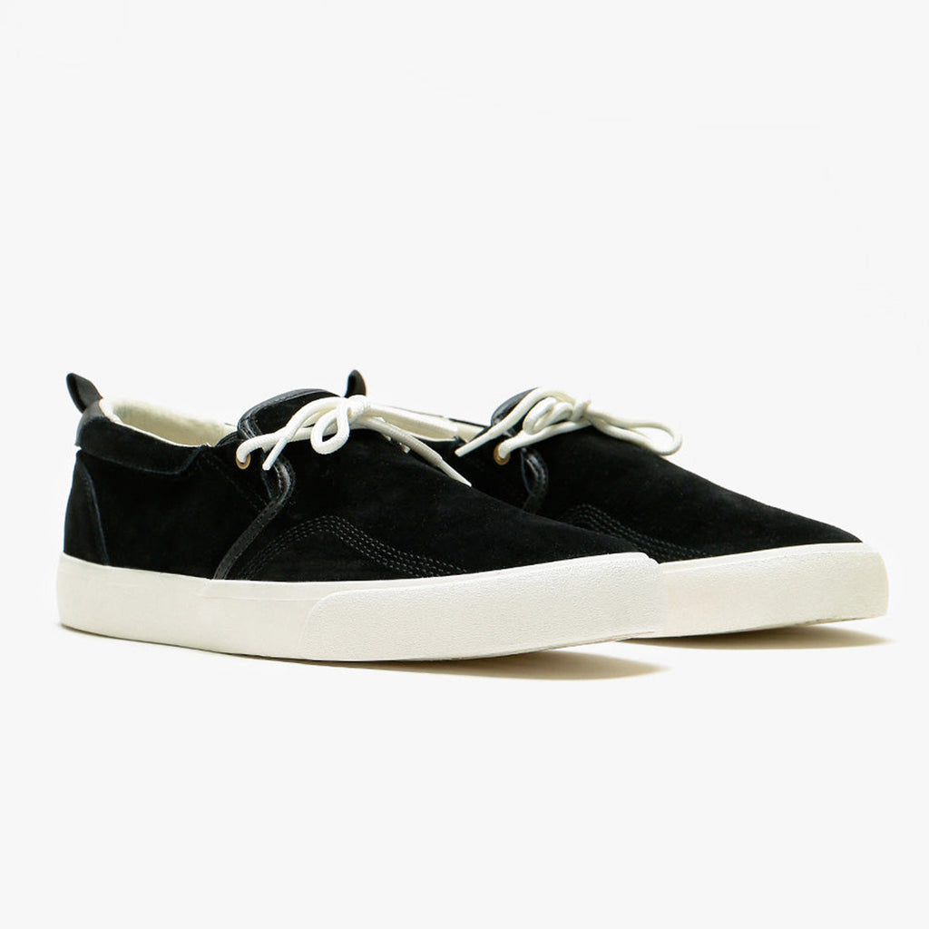 A pair of HOURS IS YOURS CALLIO S77 BLACK / CREAM SUEDE shoes on a white background.