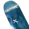 Green skateboard deck from Lost Soul Skateboards featuring the text "LOST SOUL SPIDER POOL SHAPE" in white, stylized block letters near the middle.