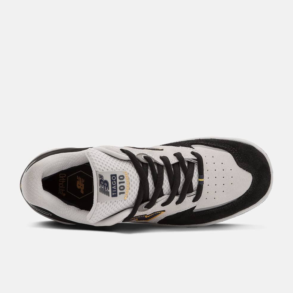 New balance men's ml590 trainers in white/black/gold featuring NB Numeric 1010 Tiago Lemos Grey / Black inspired design.