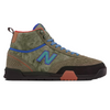 A pair of NB NUMERIC 440 TRAIL OLIVE sneakers with a blue and orange stripe.