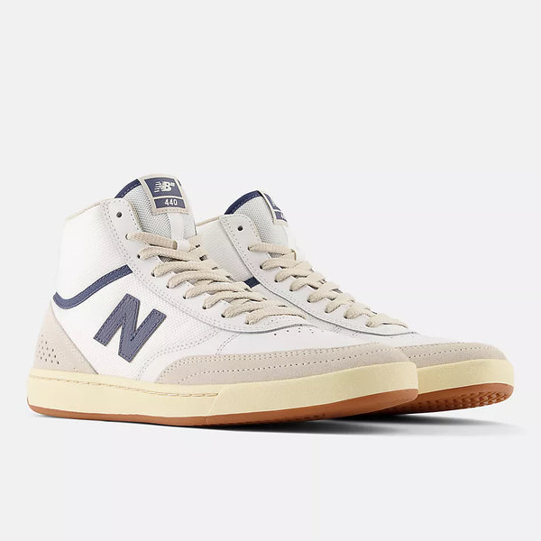 A pair of NB NUMERIC 440 HIGH GREY / CRIMSON sneakers on a white background.
