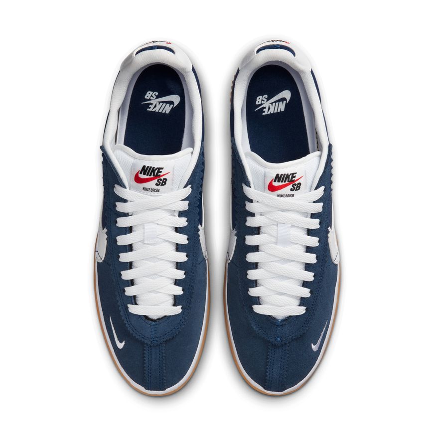 The Nike SB BRSB Navy/White/University Red in navy and white is a stylish sneaker option from Nike.