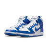 The NIKE SB DUNK HIGH PRO ISO "KENTUCKY" VARSITY ROYAL features a high-top design in varsity royal and white with white laces and blue swooshes, photographed on a white background. Exclusive to BLUETILE SKATEBOARDS.