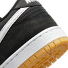 The NIKE SB DUNK LOW BLACK / WHITE / GUM is black and white.