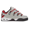 An OSIRIS D3 OG Grey/Black/Red sneaker with black and red laces.