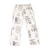 An authentic white VANS X DANIEL JOHNSTON AUTHENTIC CHINO LOOSE FIT pant with black and white drawings on it from DANIEL JOHNSTON x VANS collaboration.