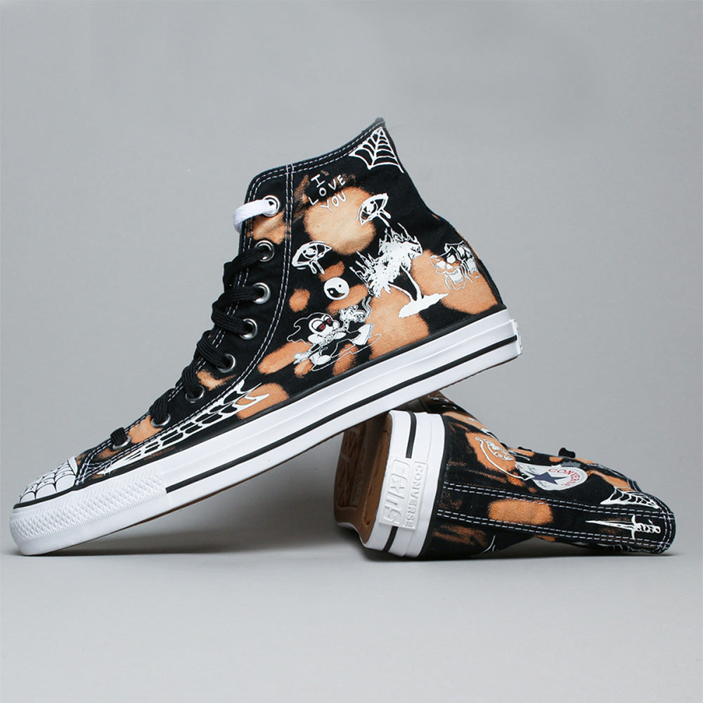 CONVERSE CONS CHUCK TAYLOR ALL STAR PRO HI SEAN PABLO "BLEACHED" BLACK / CASINO / WHITE in the bleached version.