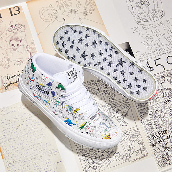 VANS SKATE HALF CAB NO COMPLY X DANIEL JOHNSTON doodle skate.