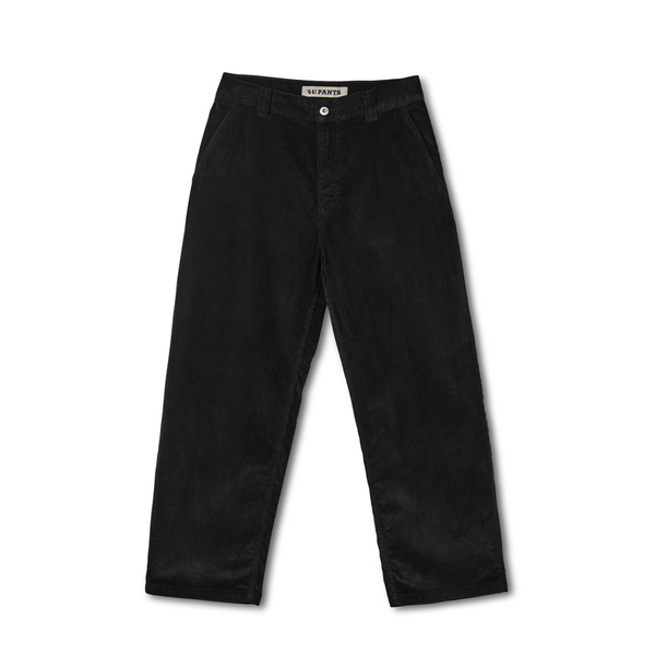 a pair of black corduroy pants on a white background