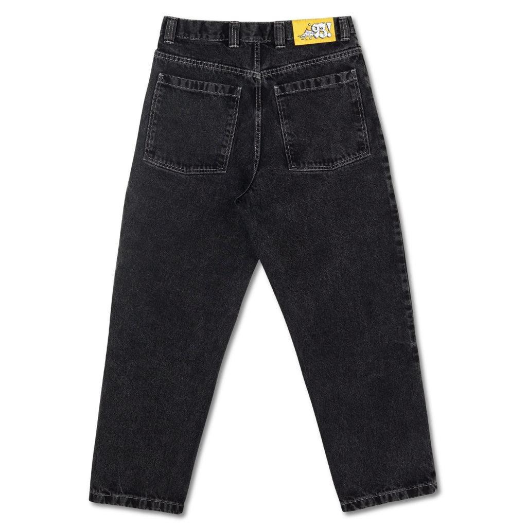 A pair of POLAR '93! WORK PANT DOUBLE KNEE BLACK jeans on a white background.