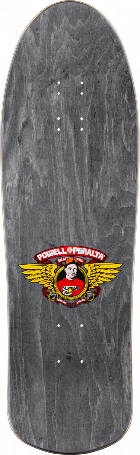 A POWELL PERALTA BUCKY LASEK STADIUM REISSUE skateboard with a Bucky Lasek logo on it.