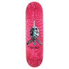 A POWELL PERALTA SKULL AND SWORD PINK RED skateboard from Powell Peralta.