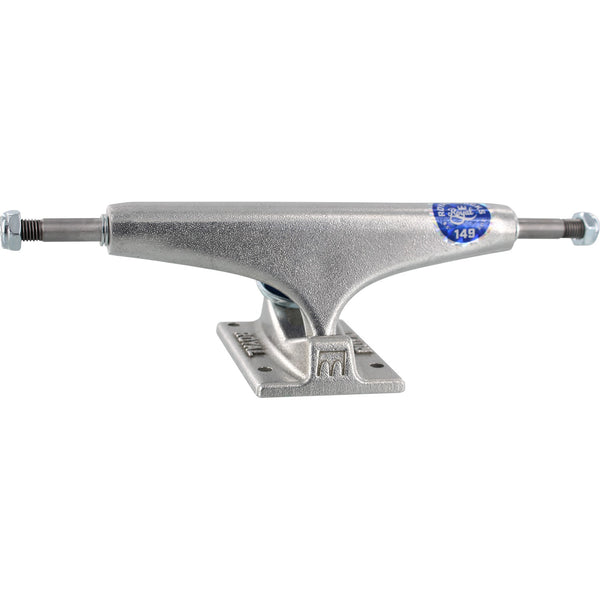 A ROYAL silver skateboard truck on a white background.
