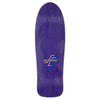 A purple SANTA CRUZ SALBA BABY STOMPER REISSUE skateboard with a logo on it.