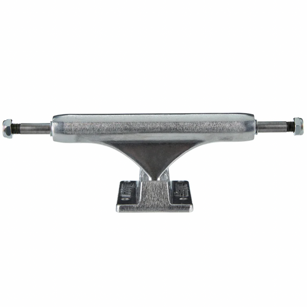 A SLAPPY TRUCKS skateboard with a metal handle on a white background.