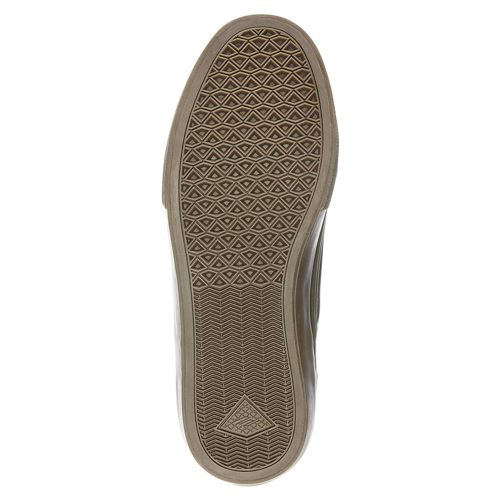 A close up of an EMERICA WINO G6 SLIP ON BLACK/BLACK/GUM shoe on a white background.