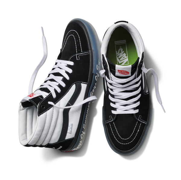 A pair of VANS BOYS OF SUMMER SKATE SK8-HI VCU sneakers with white laces.