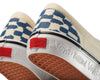 A pair of white and blue checkerboard VANS SKATE SLIP ON KROOKED RAY X NATAS sneakers.