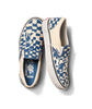 VANS SKATE SLIP ON KROOKED RAY X NATAS shoes in blue and white checkerboard.