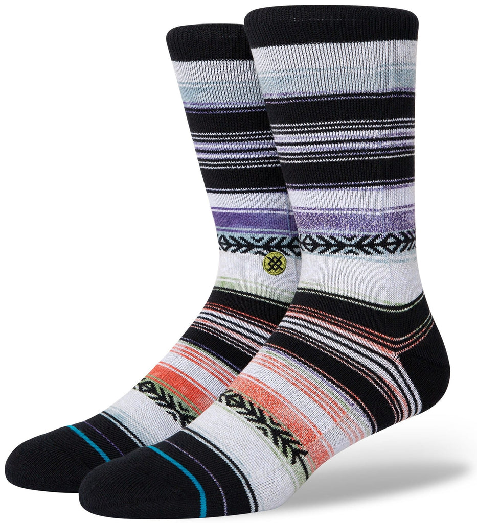 A pair of STANCE REYKIR TAUPE LARGE striped socks.