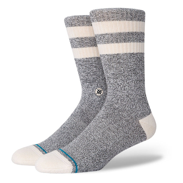 A pair of STANCE SOCKS JOVEN NATURAL LARGE with contrasting heel, toe, and stripe details.