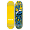 a STRANGELOVE skateboard with an image of a skeleton on it (product: STRANGE LOVE CODE BLUE)