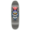 A skateboard deck from STRANGELOVE, named the STRANGE LOVE FIRECRACKER BLACK *SIGNED, features an illustration by Sean Cliver of a skull wearing a hat resembling Uncle Sam's, set against a background of small white stars on a black field. This autographed edition adds an extra layer of exclusivity and allure.