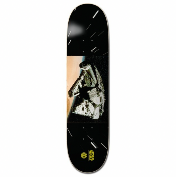 A ELEMENT skateboard with a picture of a person on it.