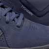 A close up of a pair of navy blue ADIDAS TYSHAWN SHADOW sneakers with the word Tyshawn on them.