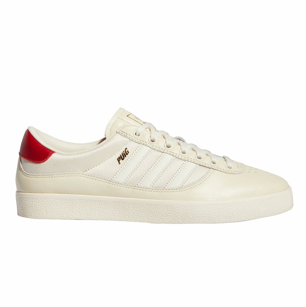 Adidas PUIG INDOOR WHITE / CREAM WHITE / SCARLET Originals Gazelle Trainers from the PUIG INDOOR collection.