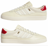 A pair of ADIDAS PUIG INDOOR WHITE / CREAM WHITE / SCARLET sneakers featuring the ADIDAS design.