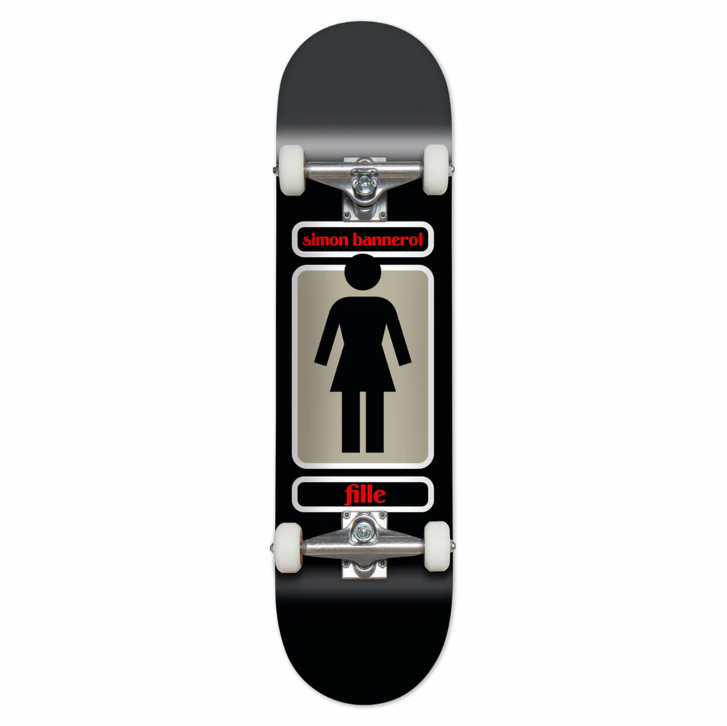 A GIRL skateboard with a woman on it.