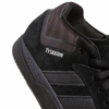 A pair of black shoes with the word ADIDAS TYSHAWN X SPITFIRE BLACK / BLACK / SILVER METALLIC on them.