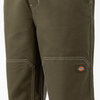 A close up of a person wearing DICKIES FLORALA DOUBLE KNEE TWILL PANT MILITARY GREEN.