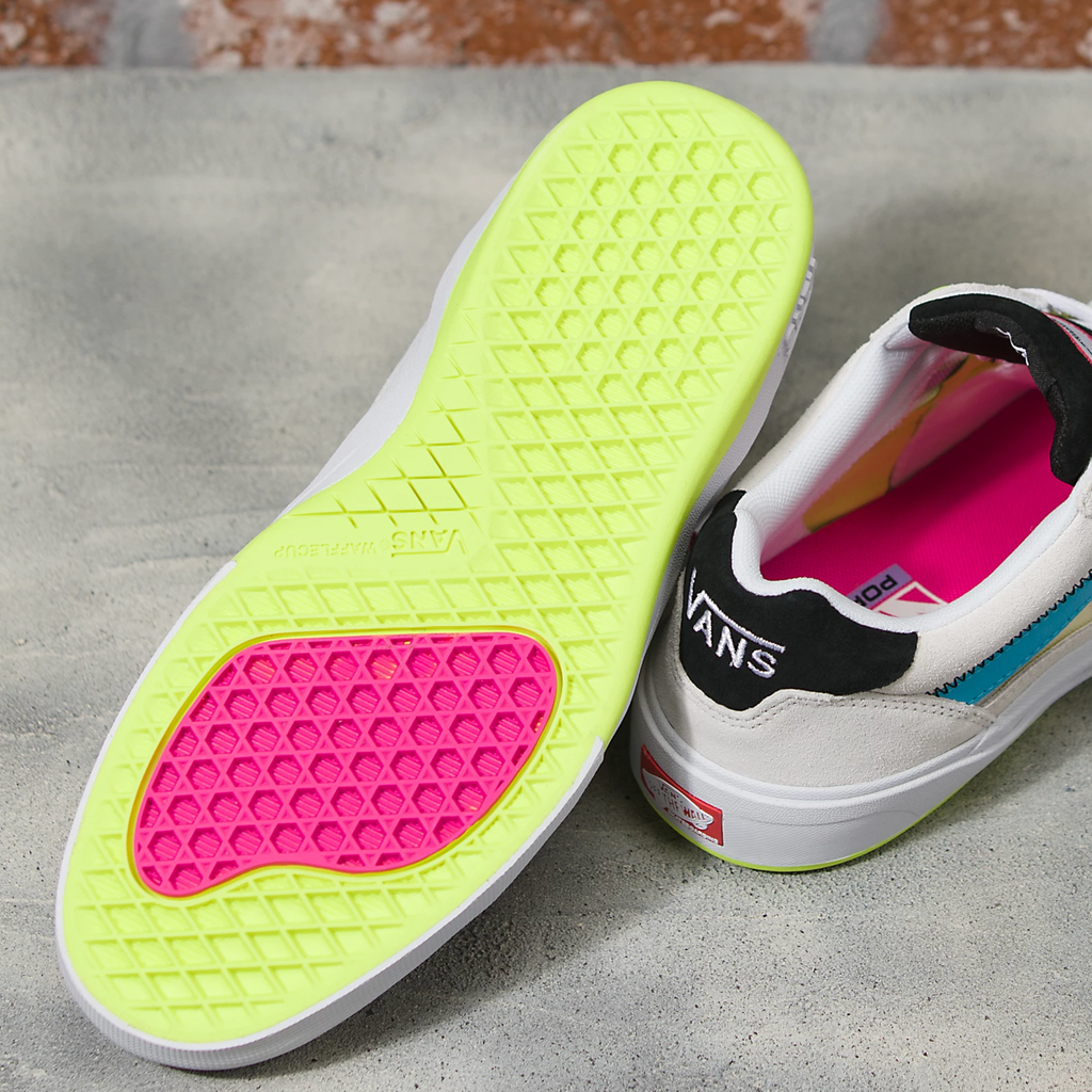 VANS SKATE NEON WAYVEE WHITE / MULTI shoes with neon soles featuring Wafflecup construction.
